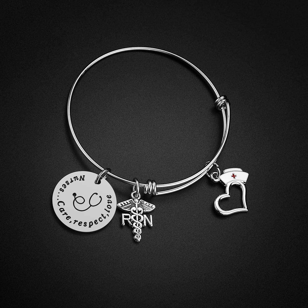 Día de las enfermeras al por mayor Doctor regalo de bobina retráctil pulsera de acero inoxidable